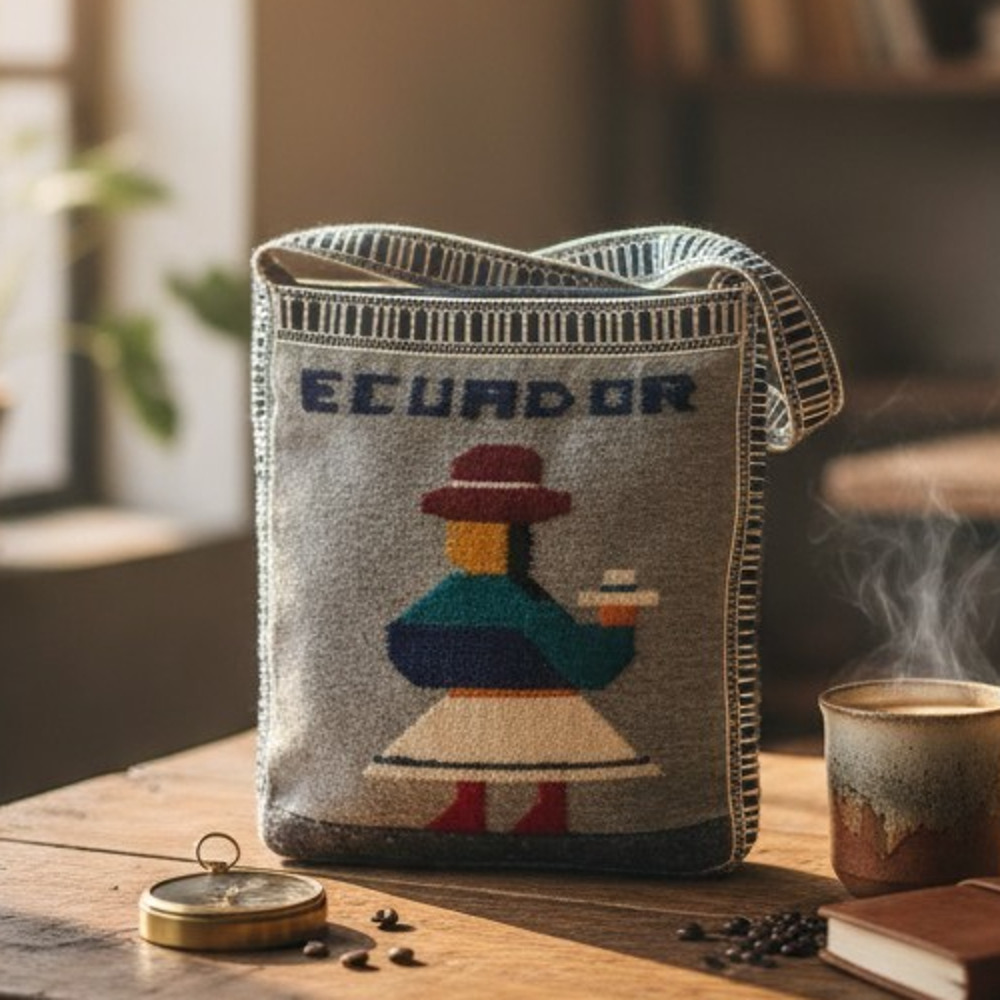 Handwoven Ecuadorian Andean Tapestry Messenger Bag 10" x 11" Boho